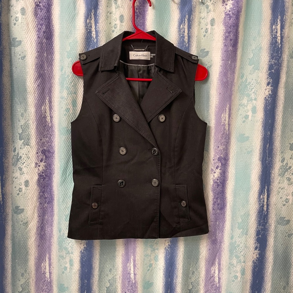 Calvin Klein black double breasted vest size 6